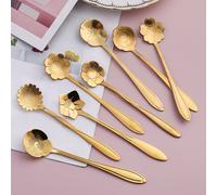 Set da 8 Cucchiaini in acciaio inossidabile, Cucchiaini decorativi a forma di fiore per matrimonio, festa, cucina, regalo di Natale, forniture scolastiche Tagli UnicaAcciaio inossidabile