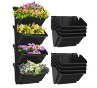 Set da 8 fioriere da Parete, fioriera da Giardino Verticale impilabile, vasi da Fiori rettangolari montati a Parete, fioriere sospese a Parete per Erbe aromatiche e Verdure da Interno
