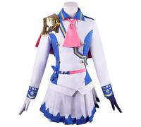 Set da 8 Pezzi Costume Cosplay Anime Pretty Derby Tokai Teio Costume Adulto Carnevale Costume Cosplay Impostato Adatto per Feste di Cosplay, Spettacoli Teatrali,Bianca,2XL