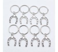 Set da 8 pezzi per feste, ciondoli a forma di ferro di cavallo da 23x18mm, anelli portachiavi in filo rotondo da 20mm di diametro esterno, senza catena, accessori per auto, ciondoli per borse e zaini,