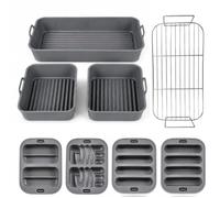 Set da 8 pezzi per friggitrice ad aria compatibile con Cosori Twinfry 10 l | 3 stampi con base a onde morbide,4 stampi con forme e griglia S304 a doppia altezza, lavabili in lavastoviglie e fino a 230 C