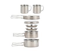 Set da 8 Pezzi/Set Campeggio, Set di pentole e padelle in Acciaio Inox con Piatti Tazze, Compatibile for l'escursionismo all'aperto Zaino in Spalla
