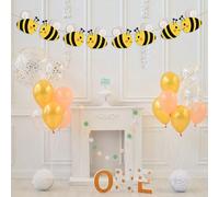 Set da 8 striscioni "Happy Bee Day", ghirlanda sospesa di api volanti per la casa, decorazioni per feste di compleanno, tema ape bombo per festa di nascità e forniture per feste Bandiera delle api,Set