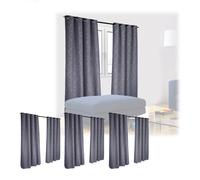 Set da 8 tende opache e oscuranti stoffa grigio accessori arredamento 245x135 cm