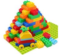 Set da 83 Pezzi di Costruzioni Grandi per Bambini (81 Mattoncini + 2 Basi) | Compatibile con Duplo e Grandi Marche | Mix di 7 Colori Vivaci | Giocattolo Educativo STEM 3 Anni+