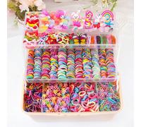 Set da 854 pezzi di fermagli per capelli e elastici colorati e carini per ragazze, accessori per capelli con motivi dolci e alla moda, come coroncine arcobaleno, farfalle e stelle, decorazioni versati