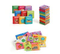 Set da 9 pezzi di giocattoli in stoffa Montessori per neonati, educazione precoce e stimolazione sensoriale, touch-and-feel, anti-strappo, lavabili, a tema cognitivo con numeri/colori/frutta/animali,