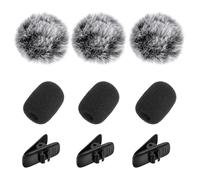 Set da 9 pezzi per microfoni da bavero, copertura in schiuma con clip per risvolto, auricolari, copertura antivento in schiuma, per interni ed esterni