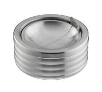 Set da 9 Posacenere Antivento, con Coperchio Ribaltabile, per Interni e Esterni, Acciaio Inox, HxD: 5,5X11,5, Argento