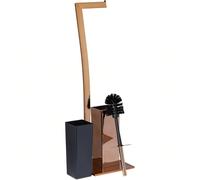 Set da Accessori per WC, Porta Scopino in Acciaio Inox, Piantana Portarotolo HxLxP: 71 x 20 x 20 cm, Rame Piantana: set accessori per wc composto da porta scopino e porta carta igienica - colore rameV
