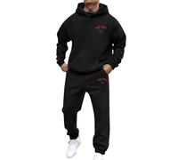 Set da allenamento da uomo 2 pezzi autunno con cappuccio tuta set da viaggio attivo tuta joggers comodo set lounge pantaloni tuta set coordinato uomo due pezzi abiti, Nero , L