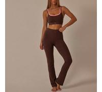 Set da allenamento donna con crop top a doppio spallaccio con cut-out e leggings a vita alta elasticizzati, outfit casual estivo da tifosa World Cup per palestra L,M,S,XL,XSBlocchi di coloreTessuto