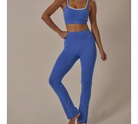 Set da allenamento donna con top corto a doppio spallaccio con cut-out e leggings a vita alta elasticizzati, outfit casual estivo da tifosa Coppa del Mondo per palestra L,M,S,XL,XSLettereTessuto