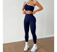 Set da allenamento sportivo da donna senza cuciture, con top a una spalla, che solleva il lato B, ad alta elasticità, set da allenamento in due pezzi, leggings da palestra, set attivo in due pezzi, se