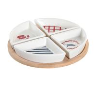 Set da Aperitivo DKD Home Decor 21,5 x 21,5 x 1 cm Rosso Azzurro Bianco Gres