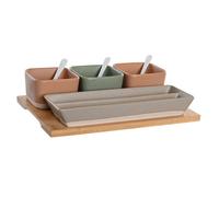 Set da Aperitivo DKD Home Decor 26 x 9 x 4 cm Porcellana Multicolore Bambù 8