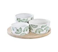 Set da Aperitivo DKD Home Decor Bambù Gres Fogli Tropicale 4 Pezzi 18 x 18 x
