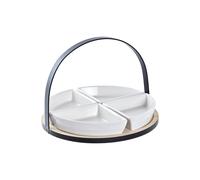Set da Aperitivo DKD Home Decor Bianco/Nero Metallo Bambù Gres Loft 4 Pezzi 2