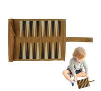 Set da backgammon da viaggio - Coppe per in legno da 36/34 cm | Backgammon in pelle, di viaggio portatile, vetrine dal design raffinato, arrotolabile, doppio strato, set da gioc