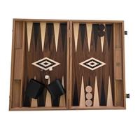 Set da backgammon in noce americano realizzato a mano con ripiani laterali, elegante design intarsiato