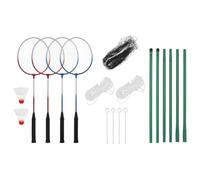 Set da badminton con 4 racchette, rete da 620 x 151 cm, in metallo e polietilene, include 2 balli, corda in nylon e picchetti, ideale per giochi all'aperto, giardino, parco, tempo libero e allenamento