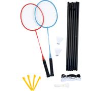 Set da badminton sunflex sport matchmaker 2 pro con 2 racchette moderne, 2 volani e una rete con pali in una pratica borsa da trasporto in nylon