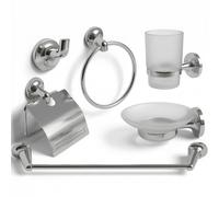 Set Da Bagno 6 Pezzi Cromato vetro accessori bagno moderno Porta Asciugami 52436
