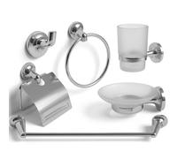 Set Da Bagno 6 Pezzi Cromato vetro accessori bagno moderno Porta Asciugami 69984