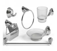 Set Da Bagno 6 Pezzi Cromato vetro accessori bagno moderno Porta Asciugami 69985