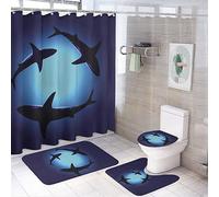 Set da bagno con 4 tende da doccia e tappeti antiscivolo, copriwater e tappetino da bagno per bagno, set decorativo da 4 pezzi