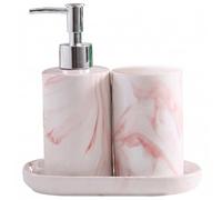 Set da bagno con dispenser di sapone in marmo da 3 pezzi: portaspazzolino in marmo ceramica, set moderno di portasapone e portaspazzolino