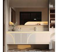 Set da bagno con lavabo singolo e specchio antiappannamento, design a parete, per bagni moderni