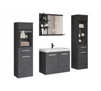 Set da bagno con mobili sospesi e lavabo, colonne e specchio in matera mat