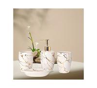 Set da bagno di lusso da 4 pezzi con design in marmo., Bianco