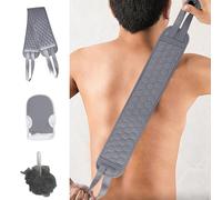 Set da bagno esfoliante da 3 pezzi, con fascia per la schiena e guanto da doccia e spugna di luffa per una pulizia profonda del corpo e un'esfoliazione completa del corpo (grigio)