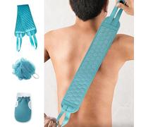Set da bagno esfoliante da 3 pezzi, con fascia per la schiena e guanto da doccia e spugna di luffa per una pulizia profonda del corpo e un'esfoliazione completa del corpo (blu)