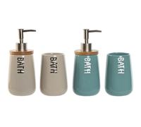 Set da Bagno Home ESPRIT Beige Turchese Bambù ABS Dolomite 9 x 8,5 x 19 cm [2