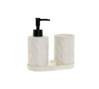 Set da Bagno Home ESPRIT Bianco ABS Dolomite 17,5 x 9,5 x 18 cm 3 Pezzi