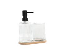Set da Bagno Home ESPRIT Trasparente Naturale Bambù Cristallo Moderno 3 Pezzi