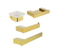 Set da bagno in acciaio inox, 5 pezzi, montaggio a parete, doppio portasciugamani, porta carta, gancio, portaspazzolino e anello per asciugamano, finitura spazzolata, design moderno