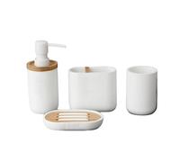 Set da bagno in ceramica 5 pezzi con dispenser di sapone, portasapone e 2 bicchieri, accessori appoggio for lavabo for l'arredo del(Wit,4pcs)