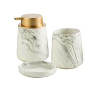 Set da bagno in marmo ceramico in quattro pezzi, accessori da bagno: portaspazzolino, bicchiere per spazzolino, portasapone, dispenser per sapone in schiuma, set 3 pezzi/4 pezzi