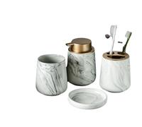 Set da bagno in marmo ceramico in quattro pezzi, accessori da bagno: portaspazzolino, bicchiere per spazzolino, portasapone, dispenser per sapone in schiuma, set 3 pezzi/4 pezzi