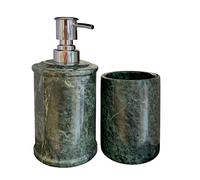 Set da Bagno in Marmo Verde Alpi Bicchiere Dispenser Sapone Accessori Home Decor