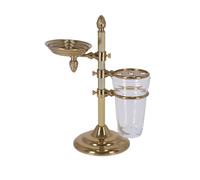 Set da bagno in ottone lucido porta SPAZZOLINO e SAPONE in stile impero base