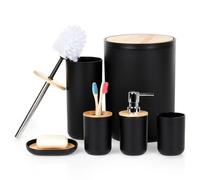 Set da bagno nero, 6 pezzi