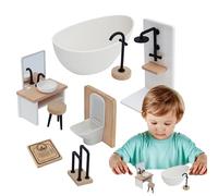 Set da bagno per casa delle bambole, modello scena mini bagno 1 12, accessori in miniatura per gioco simbolico per bambini nelle case delle bambole