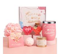 Set da bagno per coccolare regali per donne, regali di guarigione presto per donne, pacchetto per la cura di sé per lei, spa relax compleanno cesto kit coccole (rosa-cuore)