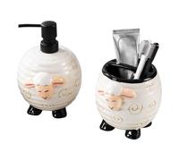 Set da bagno - Soap Dispenser and Toothbrush Holder Set, 2 pezzi in ceramica Sheep Shape, Dish Soap Dispenser for Hygiene Home Kitchen Organization Family Sink Daily Apartment