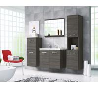 Set da bagno sospeso con lavabo, specchio e 2 colonne, opaco Bodega